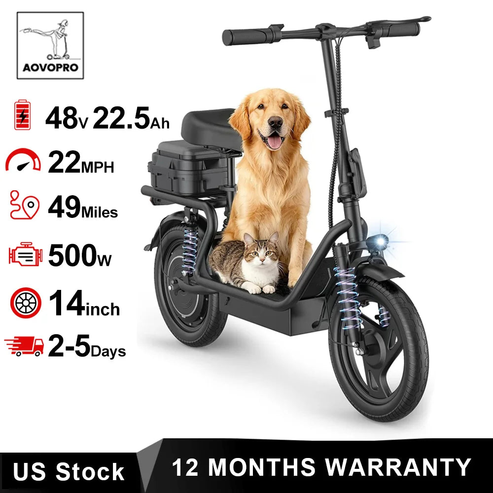 AOVOPRO Folding Electric Scooter For Adults 500W 28 Mile Range