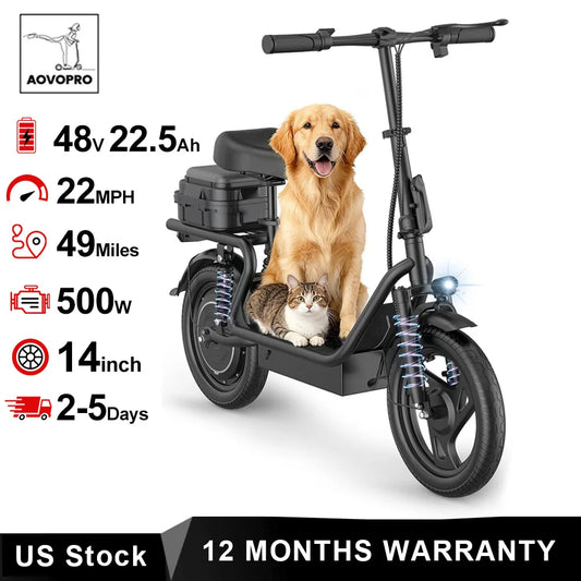 AOVOPRO Folding Electric Scooter For Adults 500W 28 Mile Range