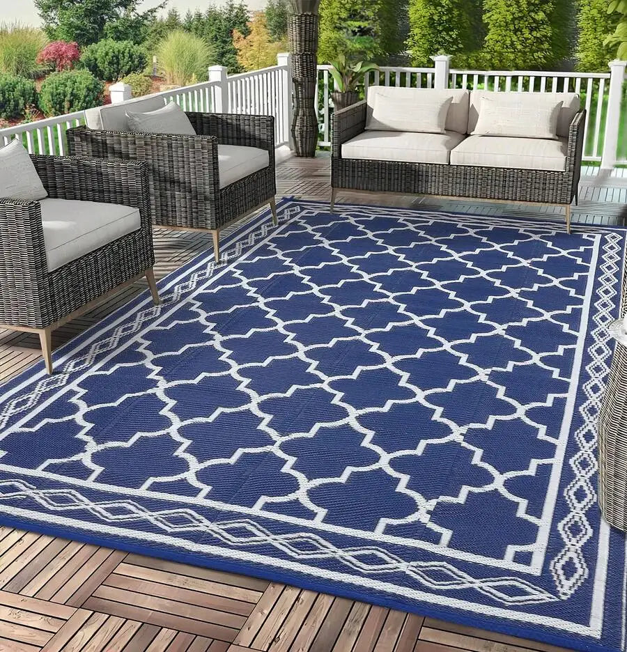 Geometric Outdoor Rug Waterproof Patio Mat For Balcony RV Beach