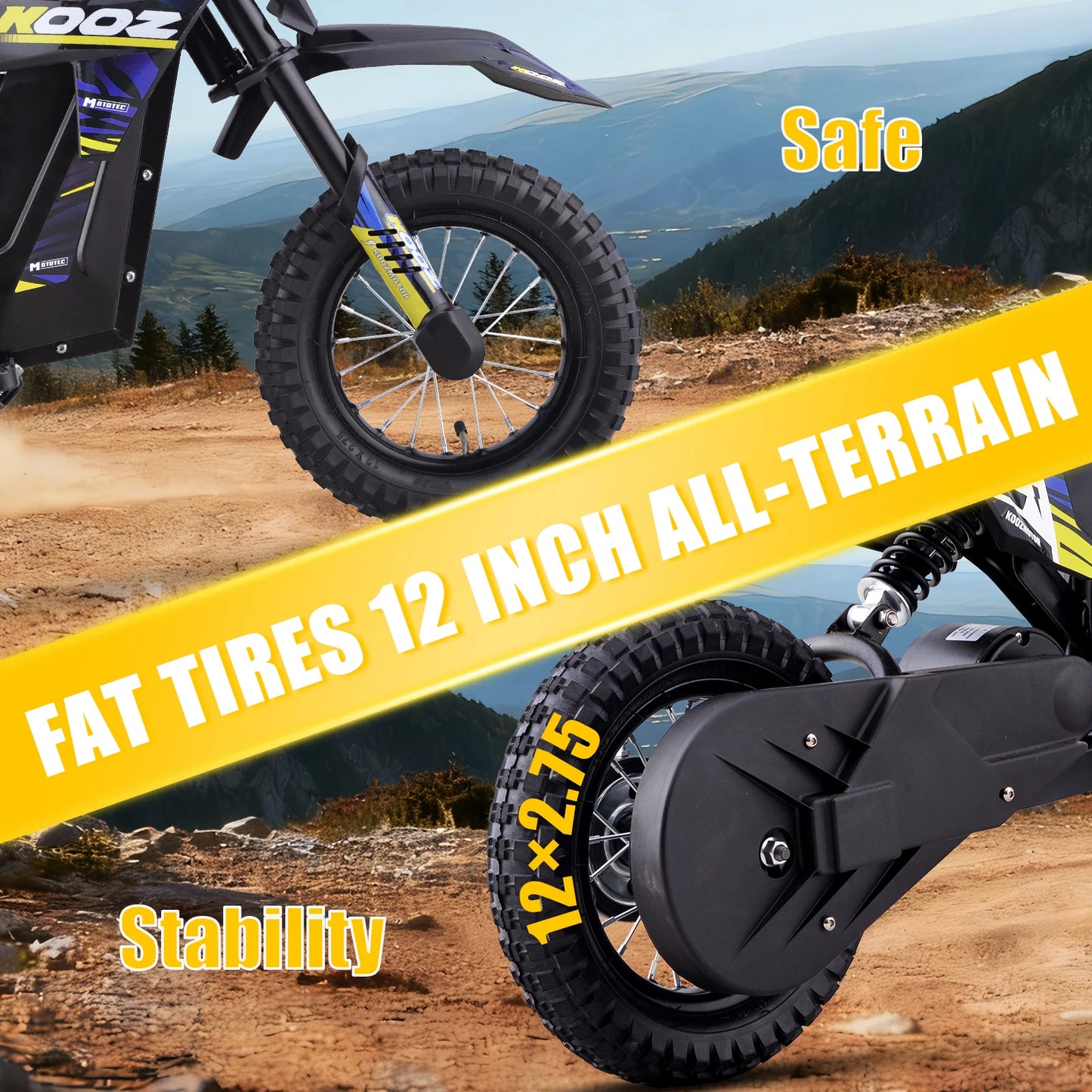 KOOZ HP122E 36V Electric Dirt Bike for Kids, 3 Speeds
