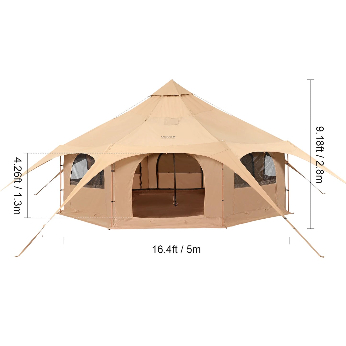 SucceBuy Waterproof Canvas Bell Tent For Outdoor Family Camping