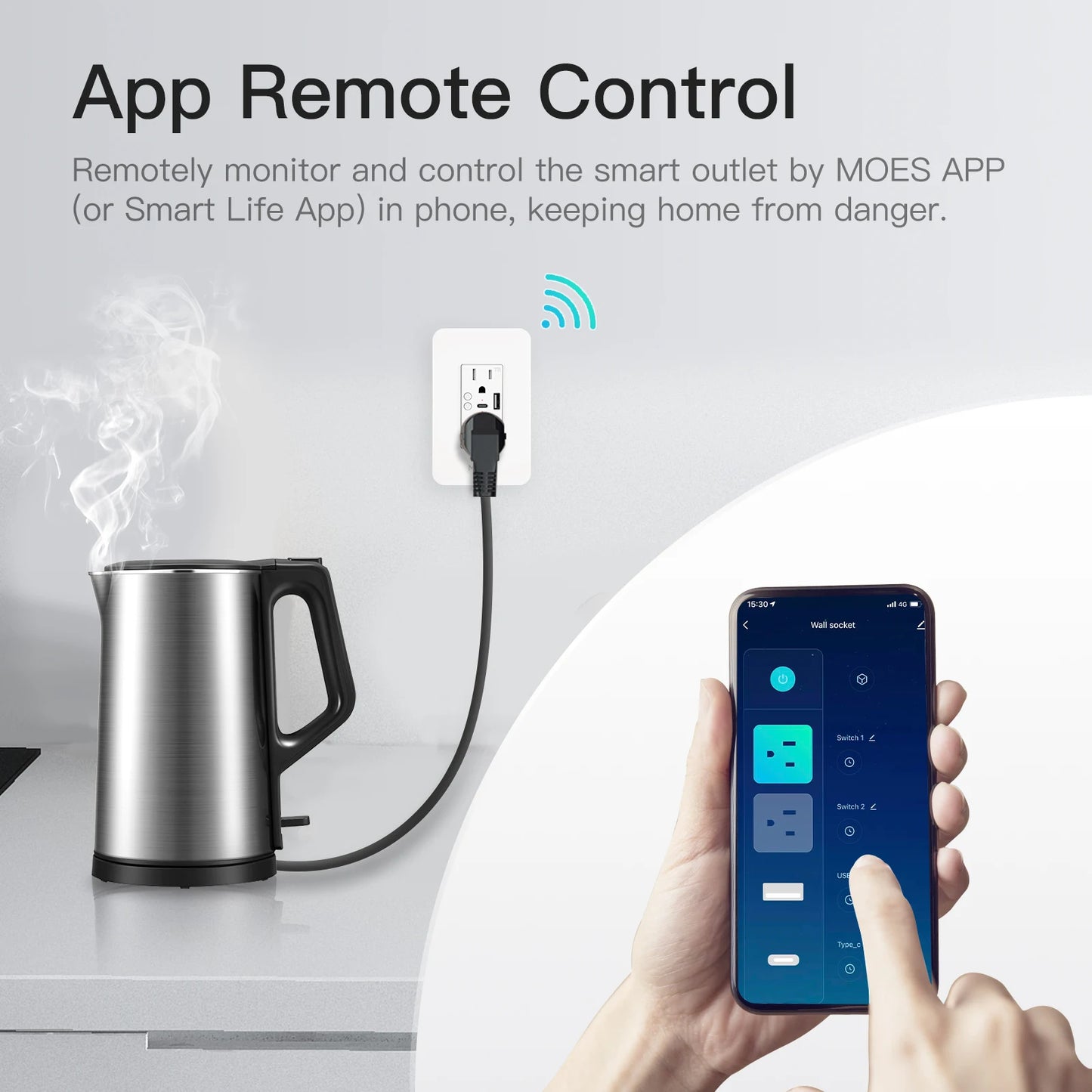 MOES WiFi Smart Wall Socket Type C USB Dual Outlet