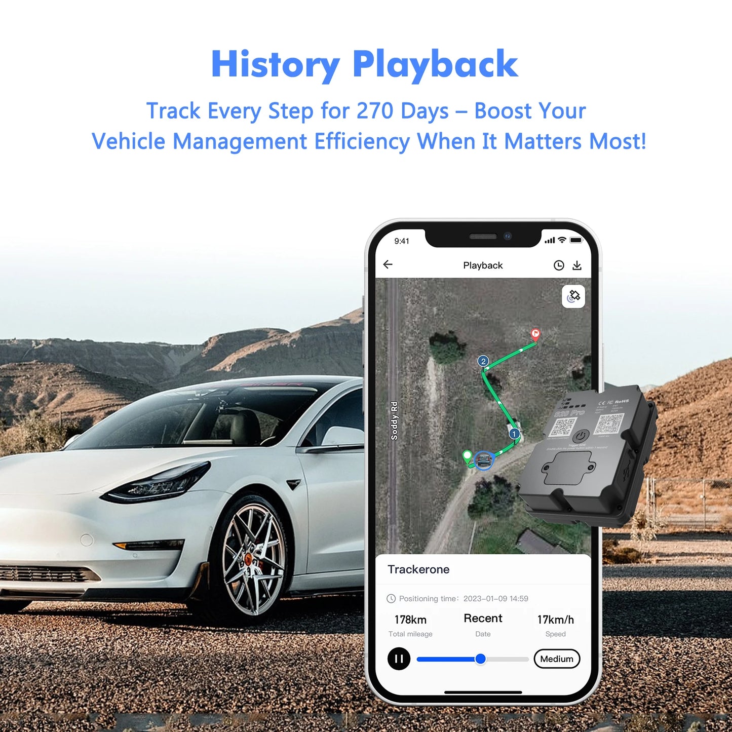 Wanwaytech 4G GPS Vehicle Tracker With 7500mAh Battery Long Life