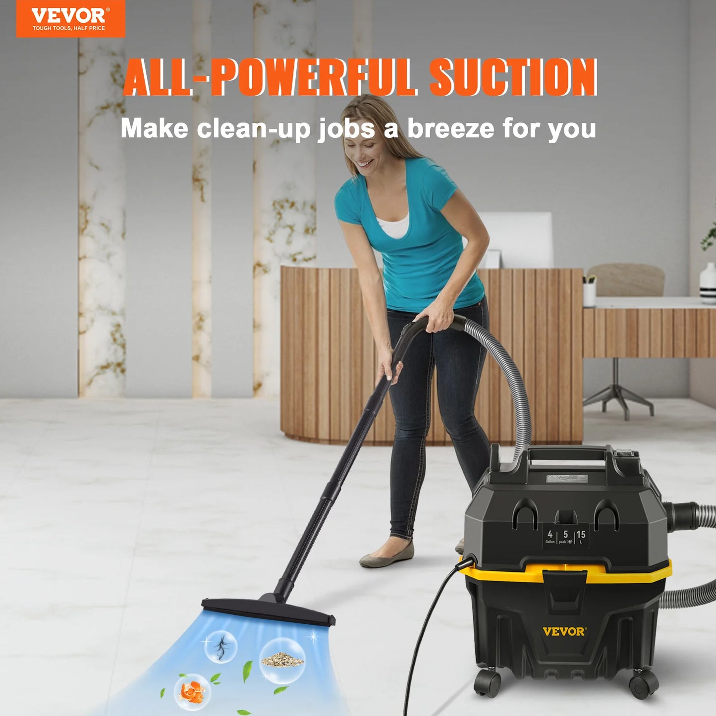 SucceBuy Portable Wet And Dry Vacuum Cleaner With 1200W Suction