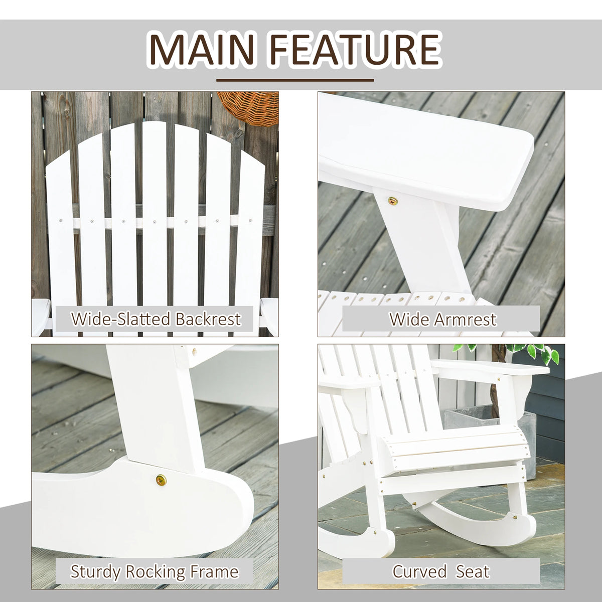 Outsunny Outdoor Fir Wood Rocking Chair With Rustic Design