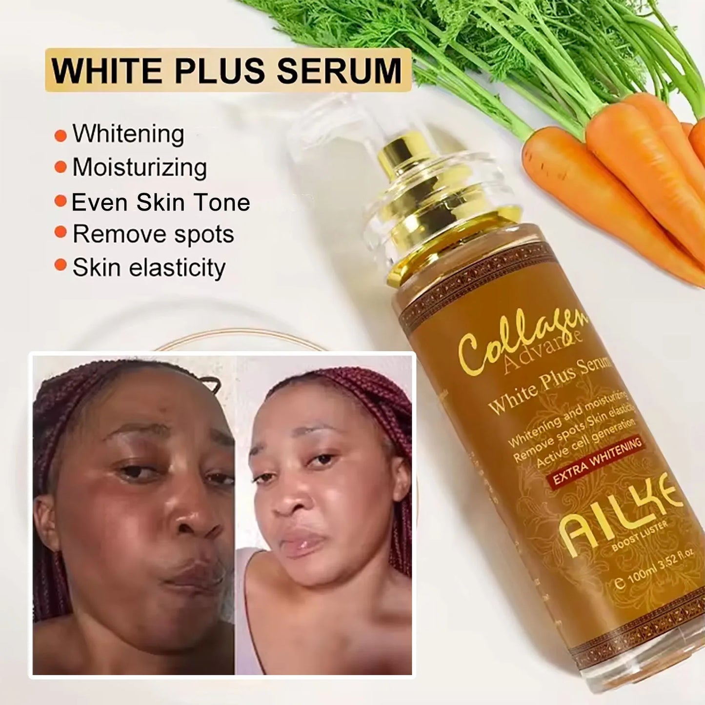 AILKE Whitening Face Serum With Organic Collagen For Even Tone