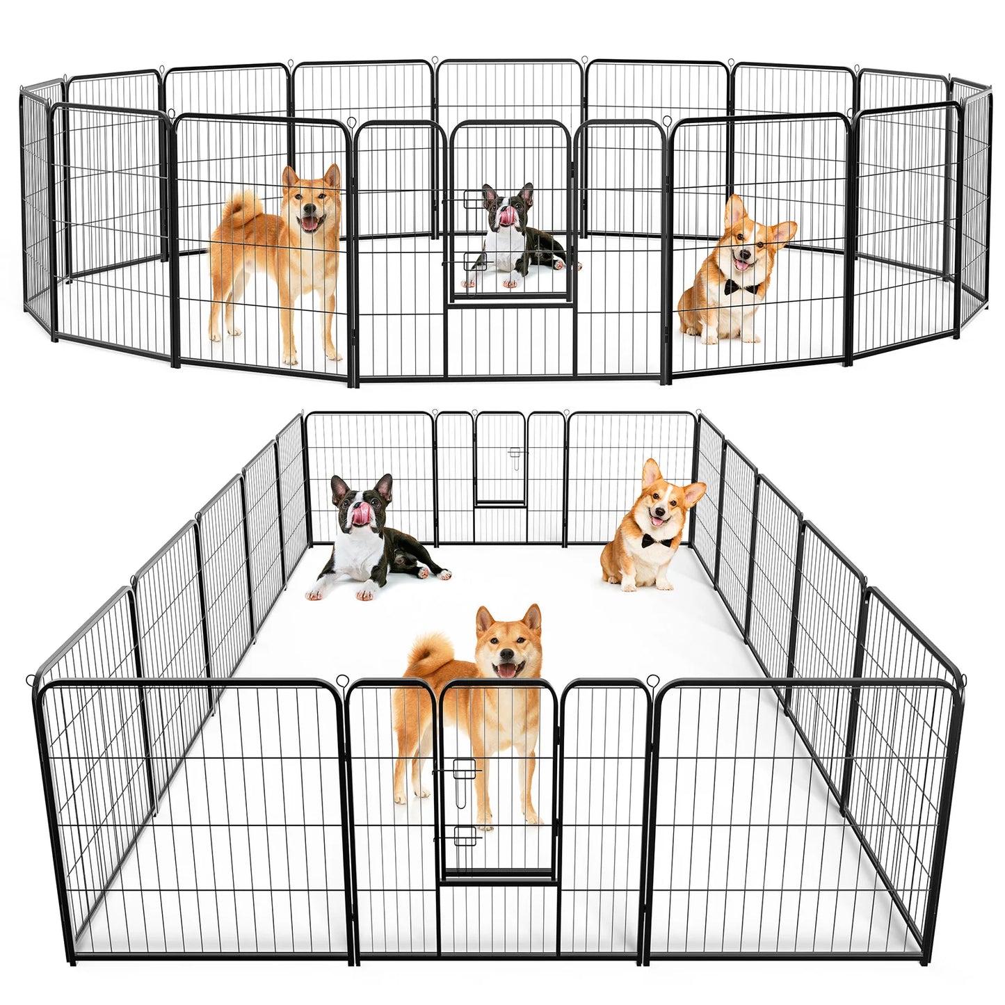 JHK 16 Panel Foldable Metal Dog Playpen Fence For Indoor And Outdoor
