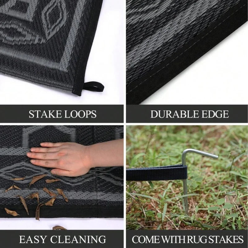 Geometric Outdoor Rug Waterproof Patio Mat For Balcony RV Beach