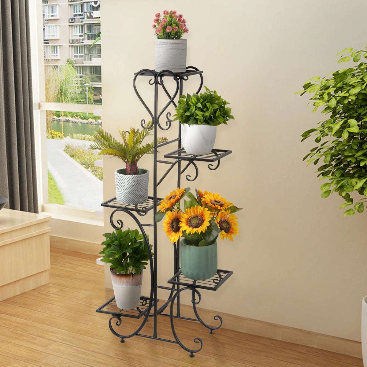 Wisfor Five Tier Metal Plant Stand Rack For Indoor Gardens
