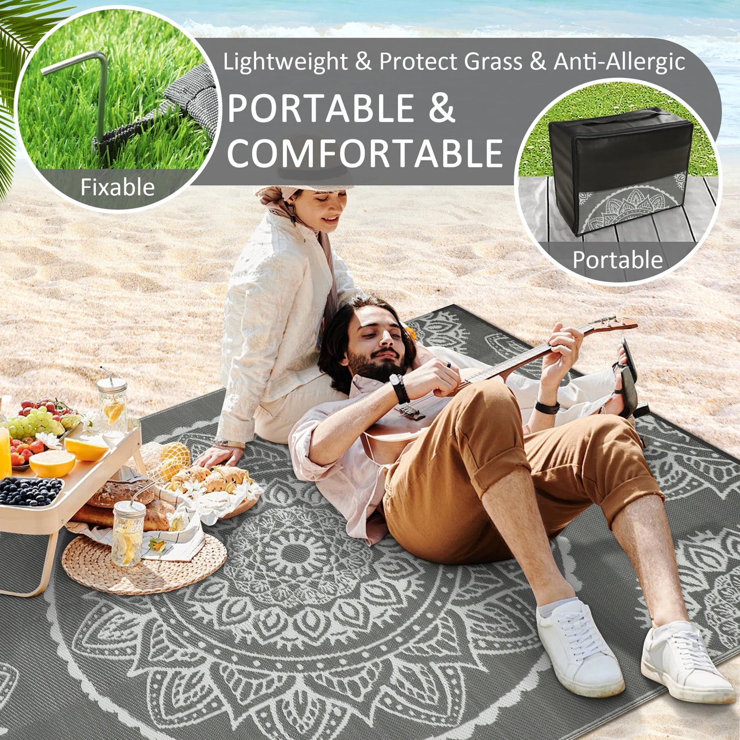 Outdoor Waterproof Polypropylene Rug Recycled Plastic For Patio Deck