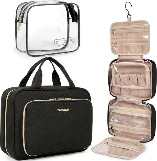 Hanging Toiletry Bag And TSA Transparent Cosmetic Organizer