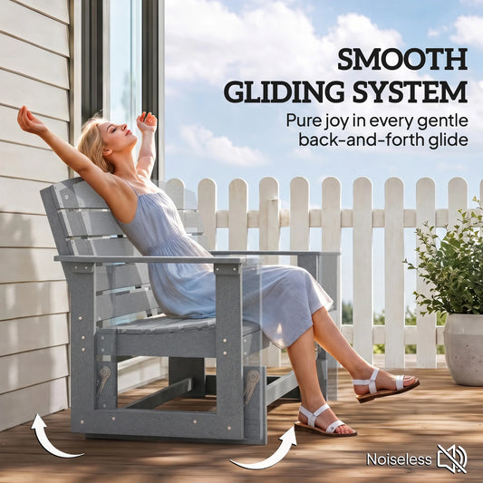 Patio Glider Bench W/ Hdpe Slatted Design Double Rocking Chair
