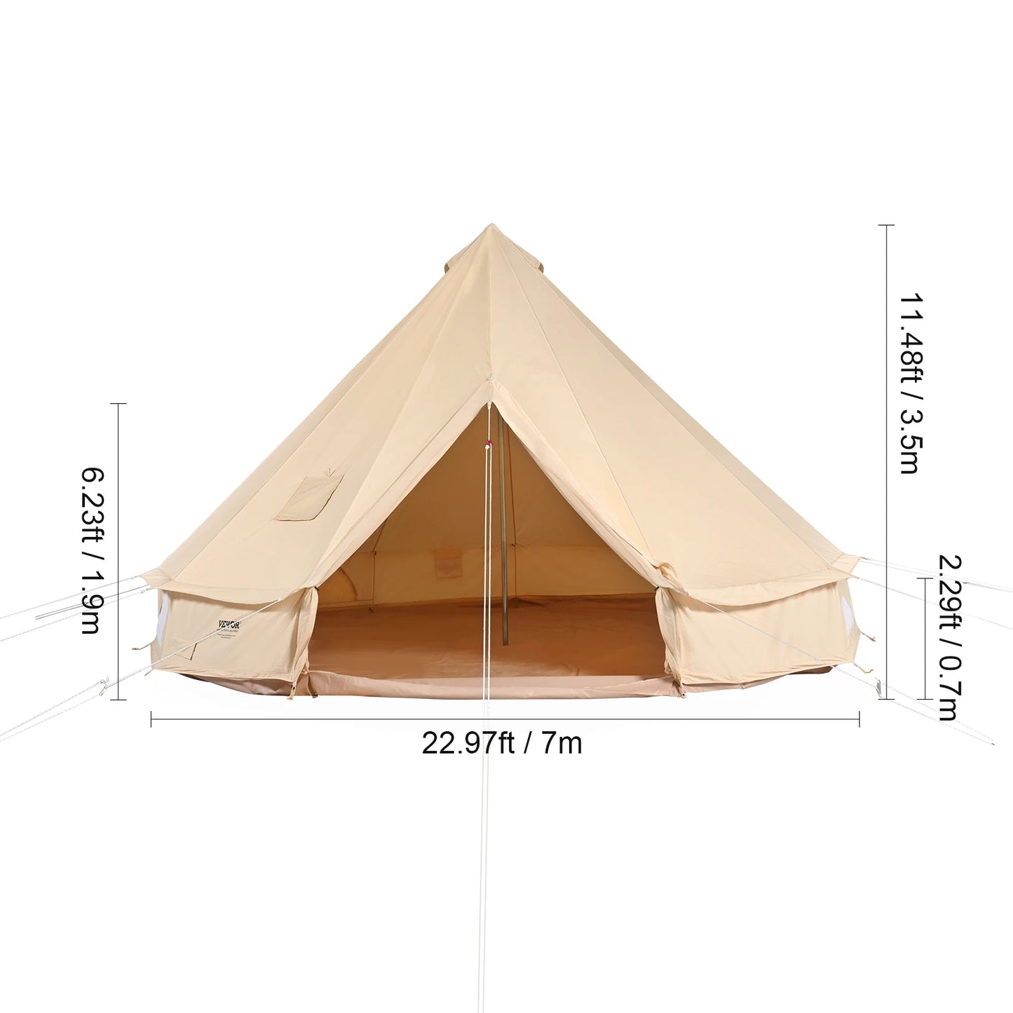 SucceBuy Waterproof Canvas Bell Tent For Outdoor Family Camping