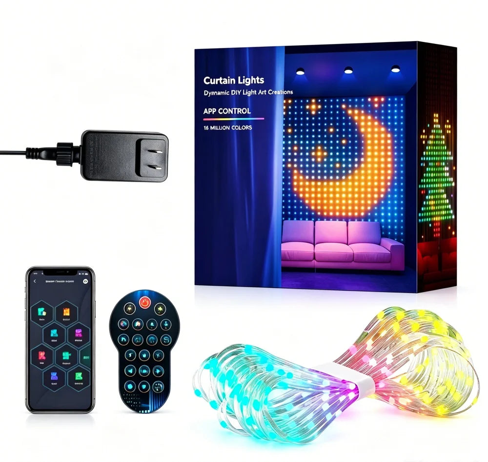 App Controlled Led Curtain Lights Music Mode Waterproof Design
