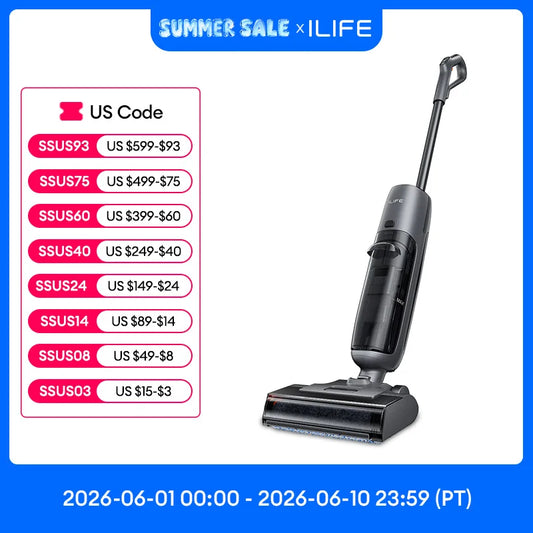 ILIFE W90 Pro Cordless Wet Dry Smart Mop 7000Pa Suction