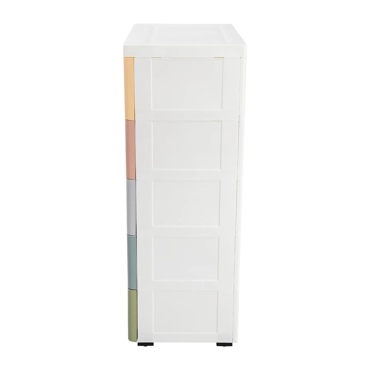 Plastic Drawers Dresser 5 Layer Storage Cabinet Macaron Color Lock Organizer Fully Pull Out Handle Large Capacity Bedroom Living Room Kids Room 43.5x29x80cm