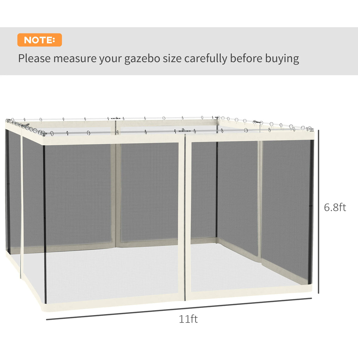 Outsunny Replacement Mesh Netting Screen Walls For Gazebo