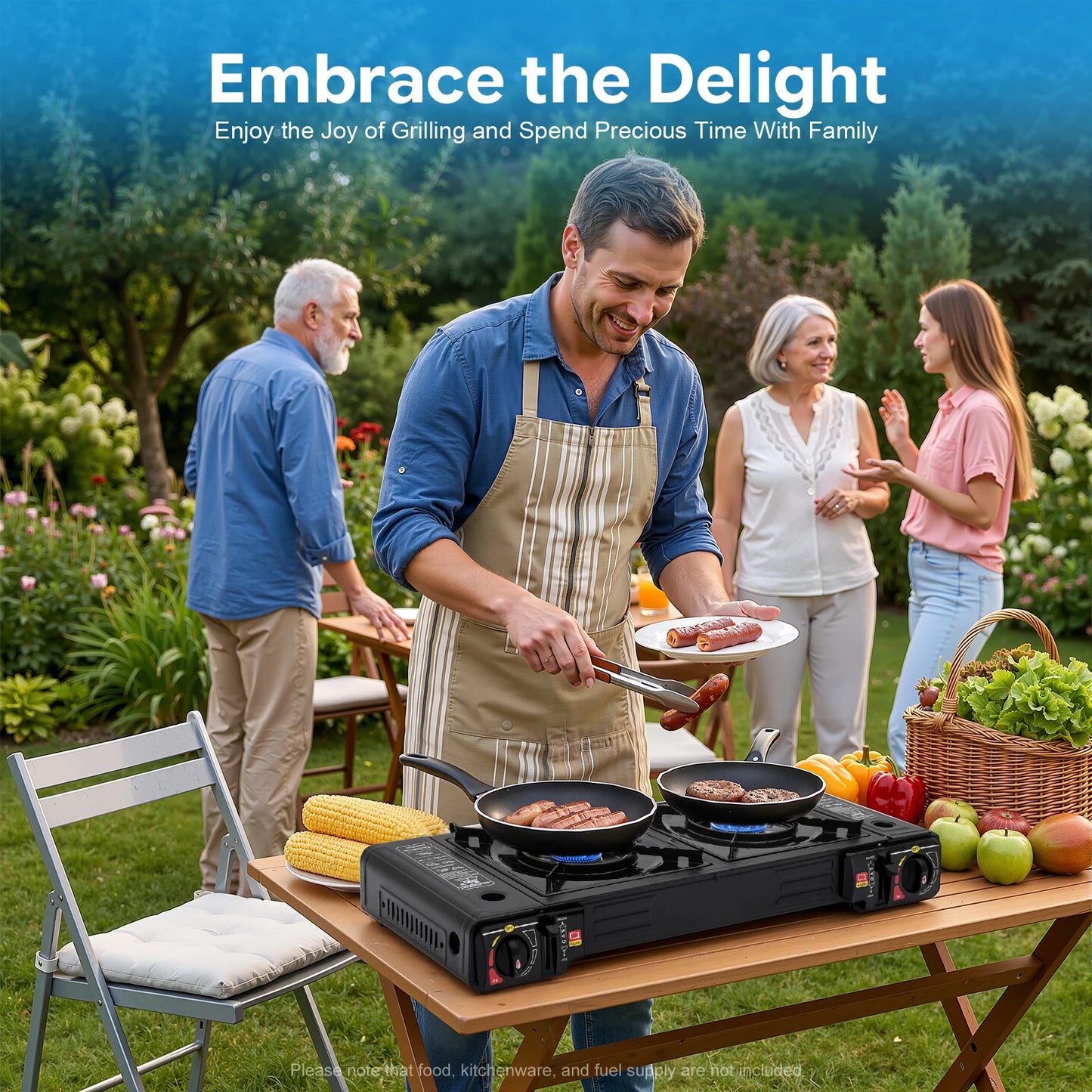 2 Burner Portable Camping Stove Set With Tray And Case Butane LPG Fuel