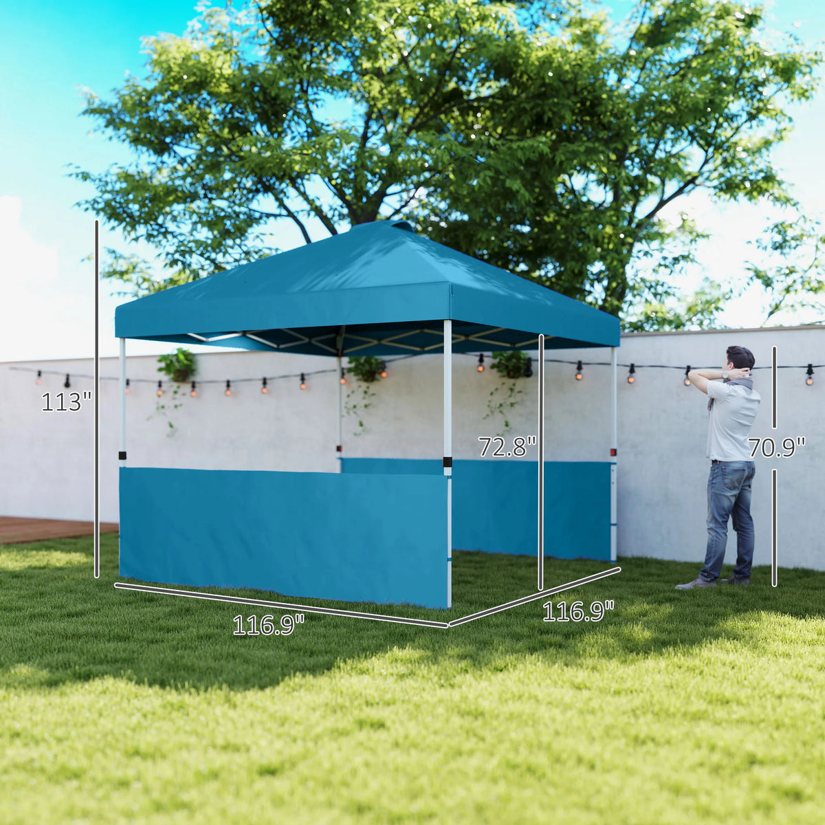 Pop Up Outdoor Gazebo Canopy Tent With Half Sidewalls