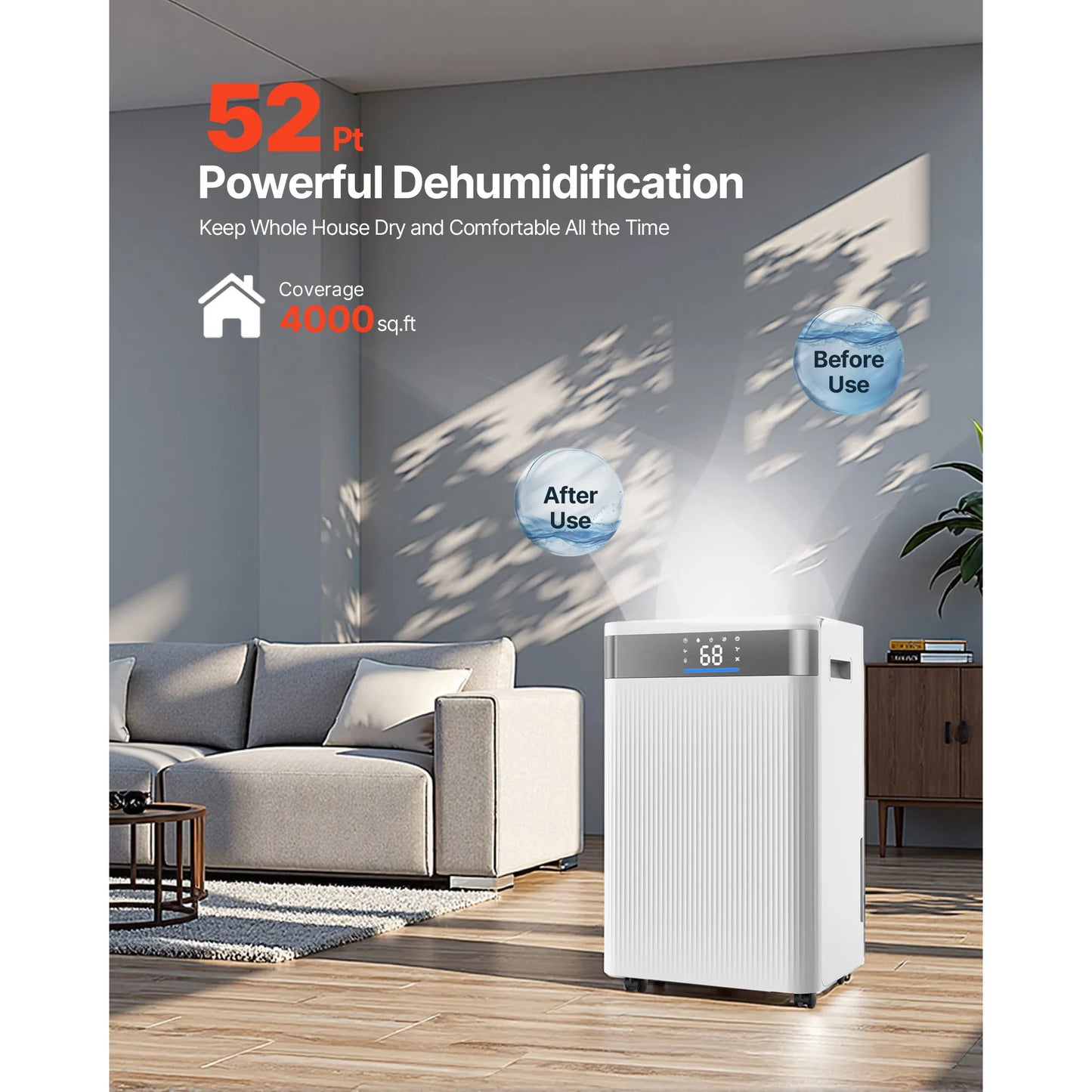 SucceBuy Dehumidifier For Home And Basement With Drain Hose