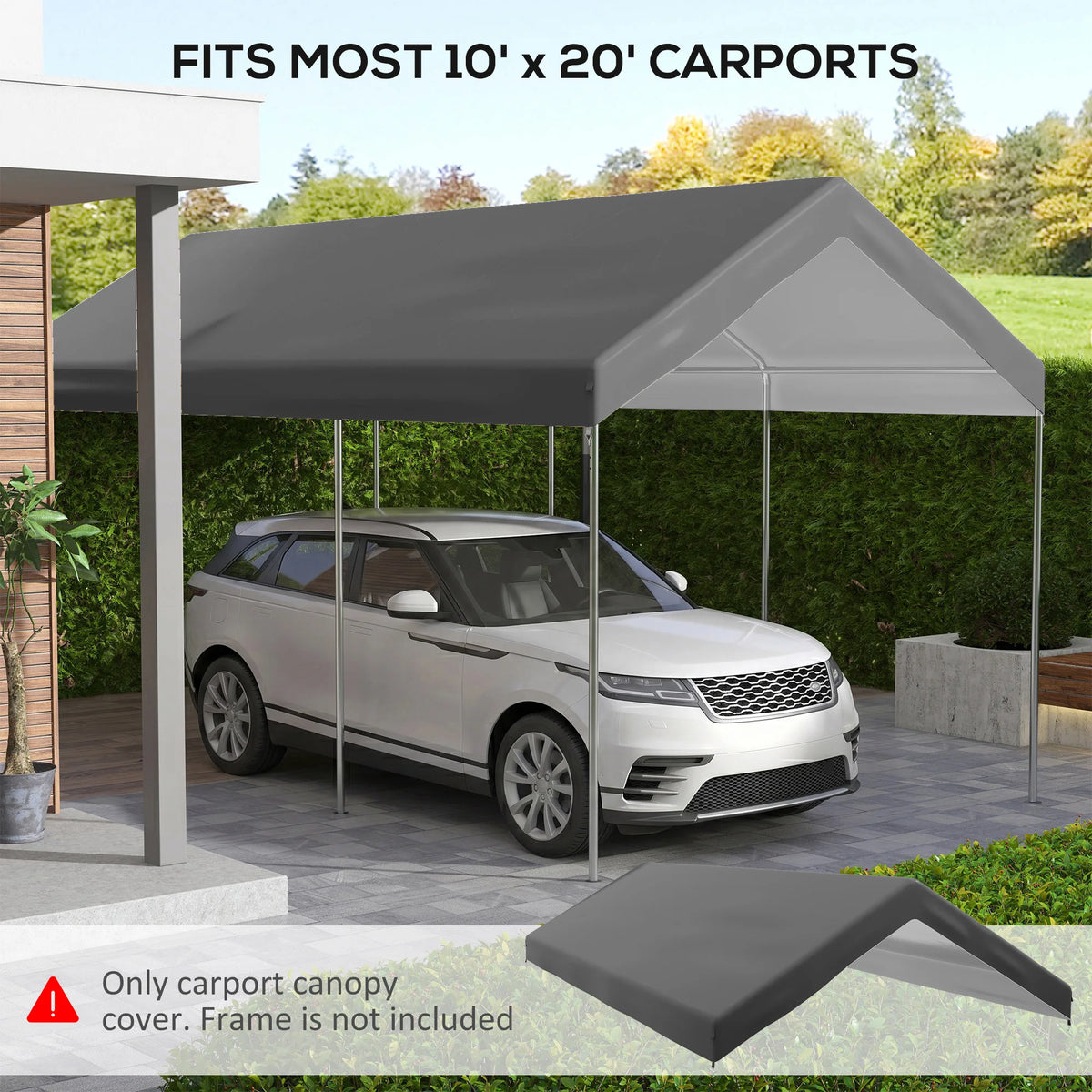 Outsunny Carport Canopy Replacement Cover With Bungee Cords