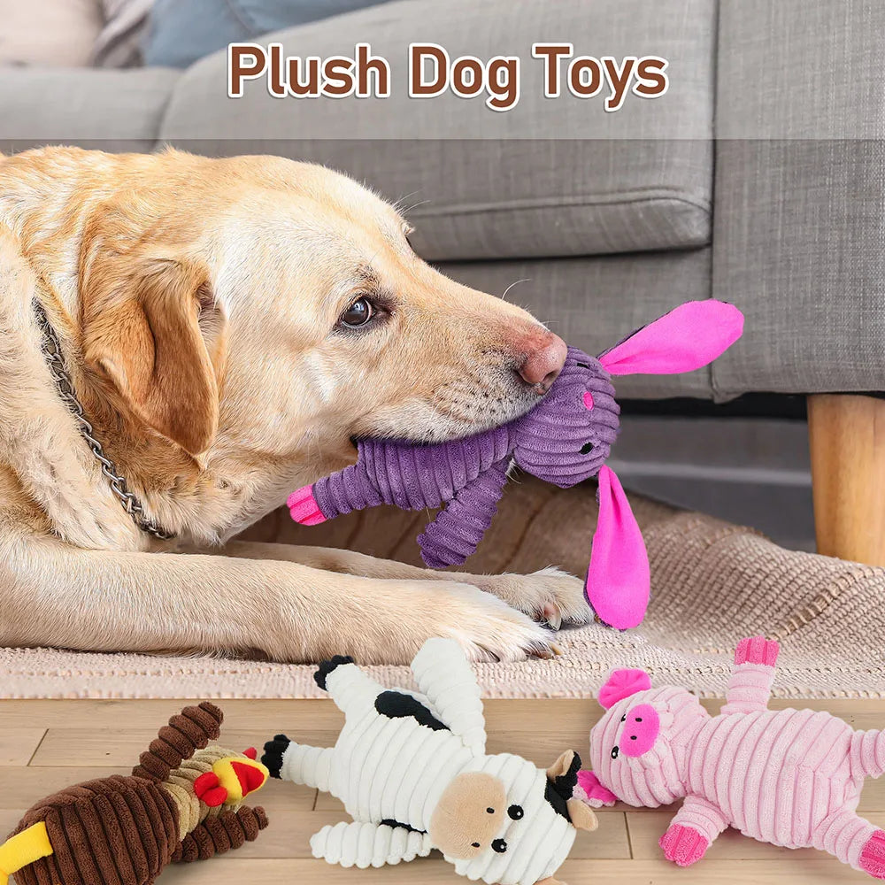 5 Pack Assortment Plush Squeaky Dog Toys Bundle