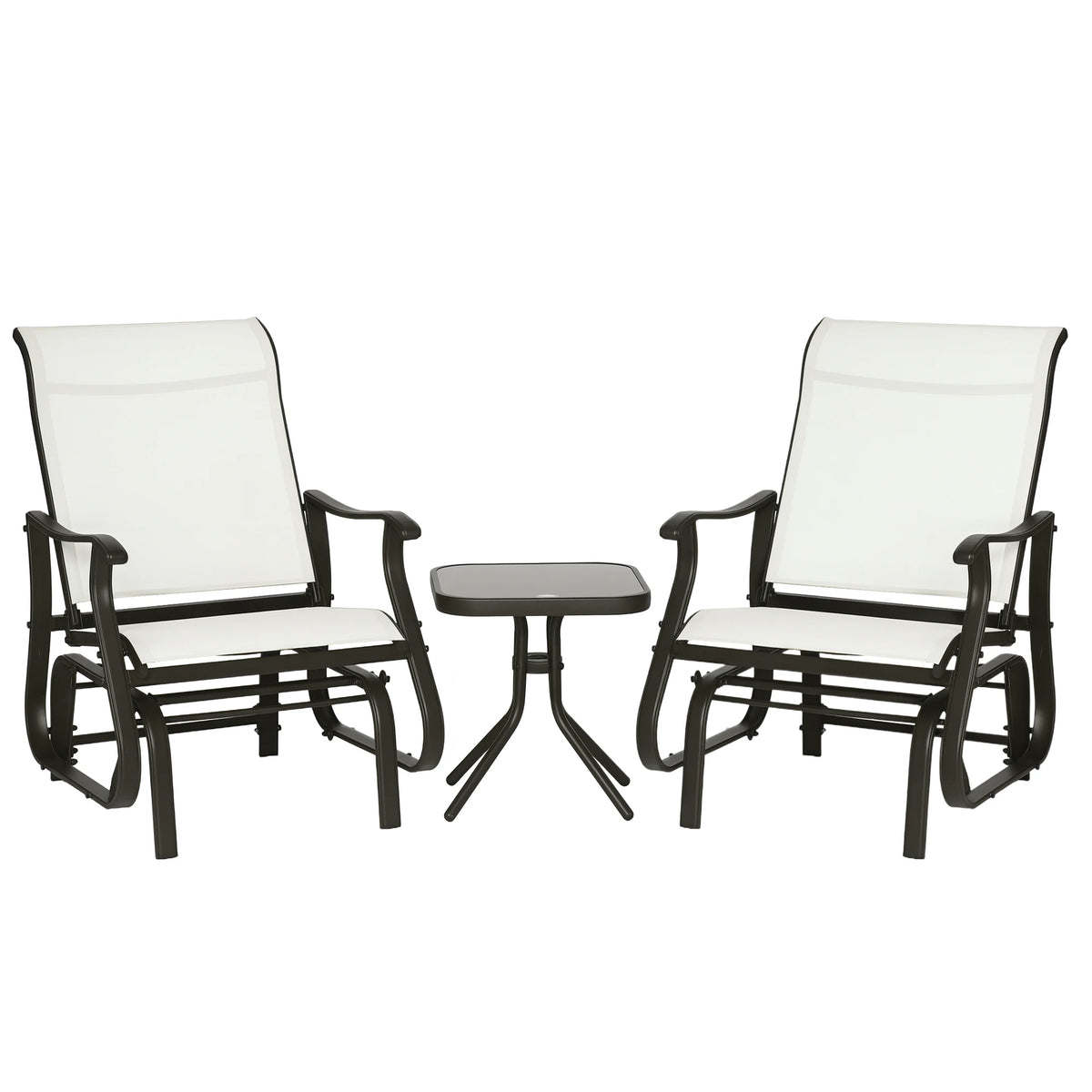 Outsunny Outdoor Gliding Rocking Chair Set With Bistro Table