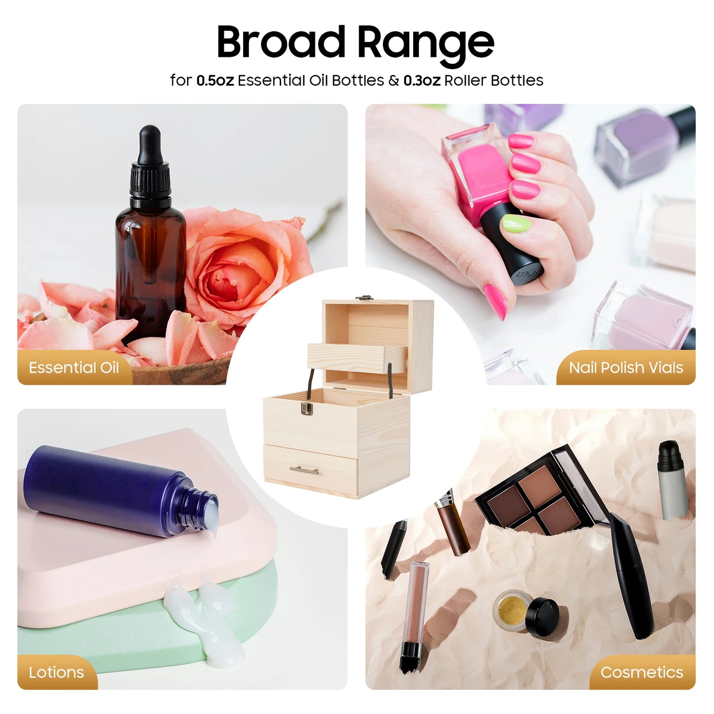 Wooden Essential Oil Storage Box With Locking Drawer Modern Design