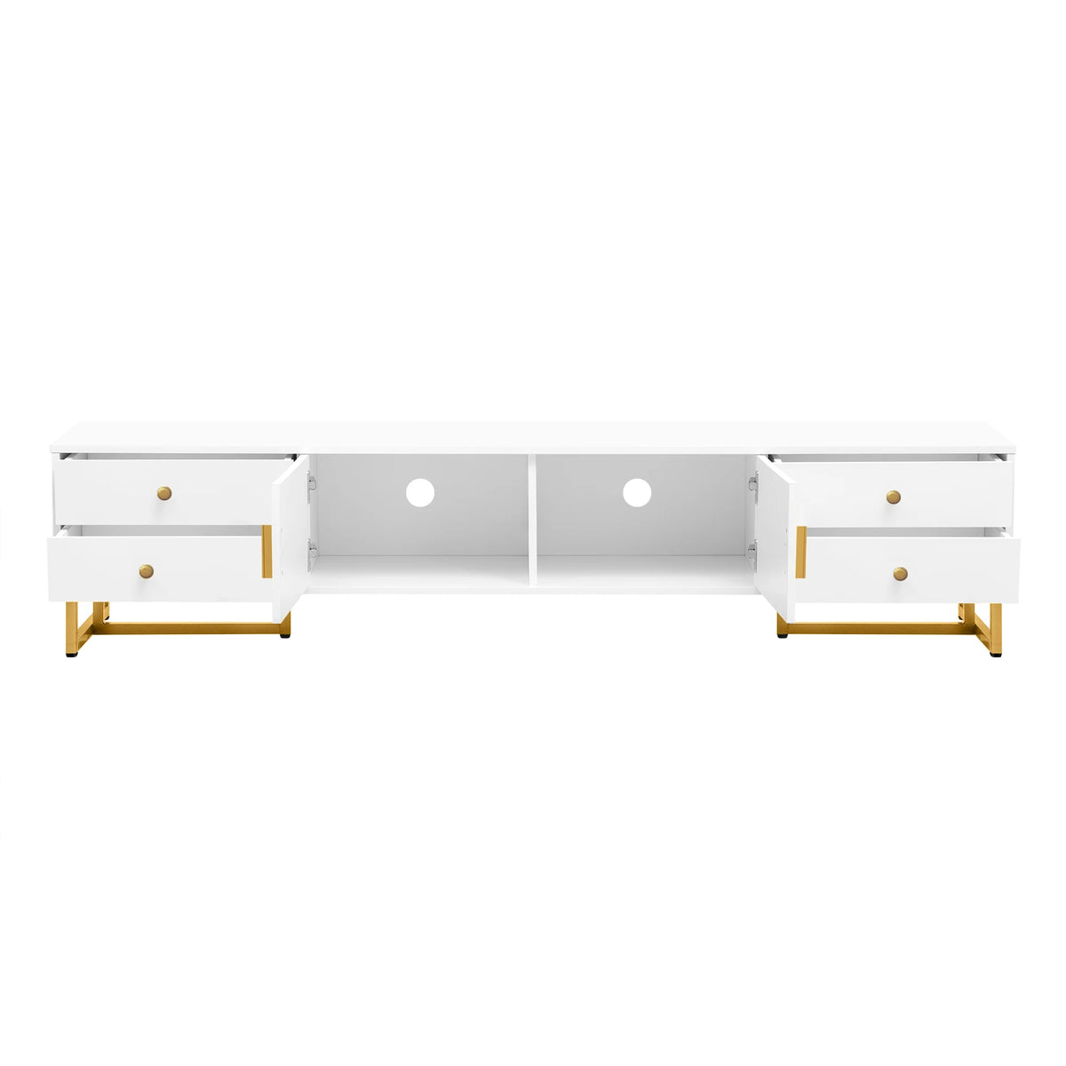 TV Stand for 65+ Inch TV, Entertainment Center Media Console Table with Storage, Modern TV Console Cabinet with 4 Drawers and 1 Cabinet, Wave Groove Door Design, T-Shaped Metal Frame, Living Room Furniture
