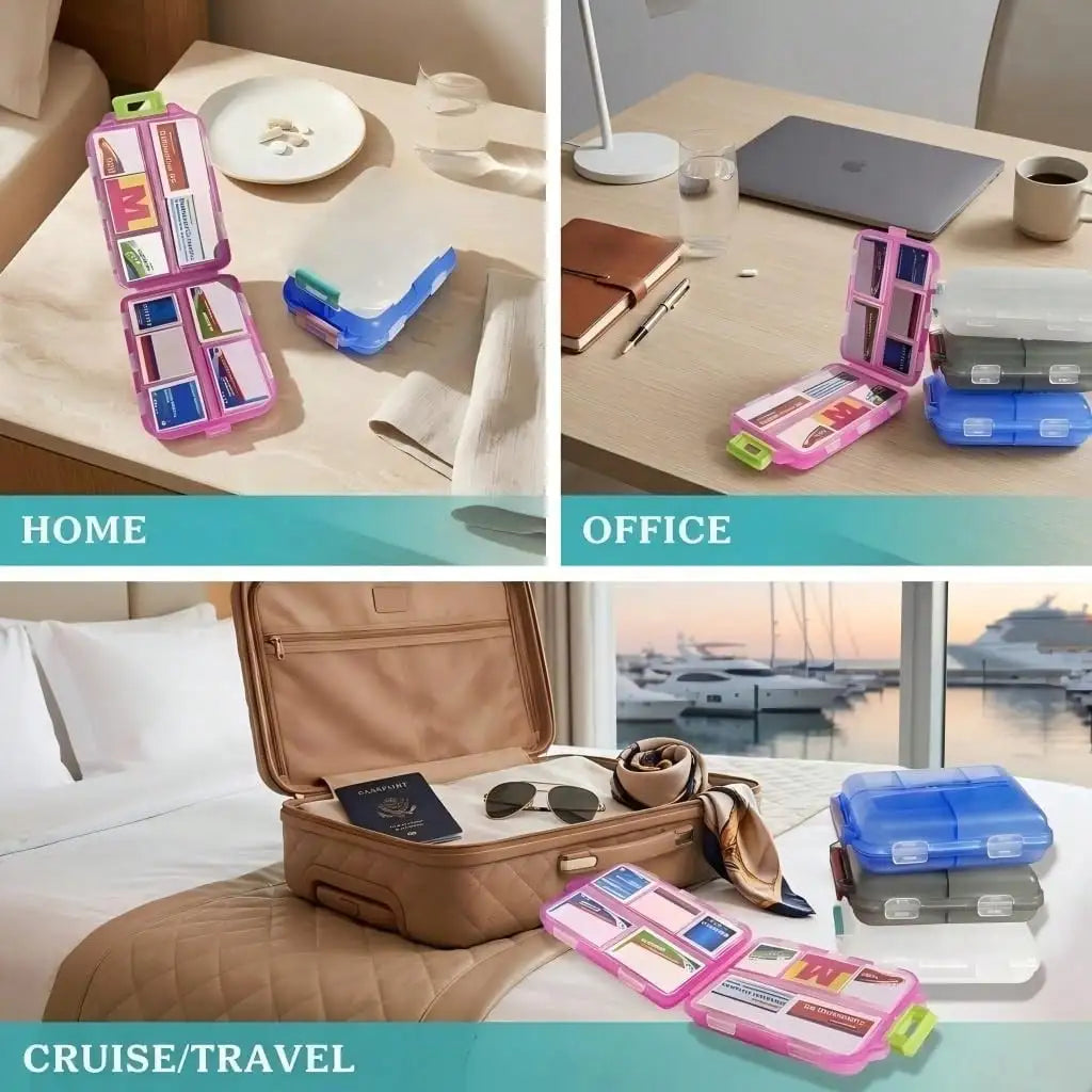 Portable 7 Day Pill Organizer With 161 Medicine Labels