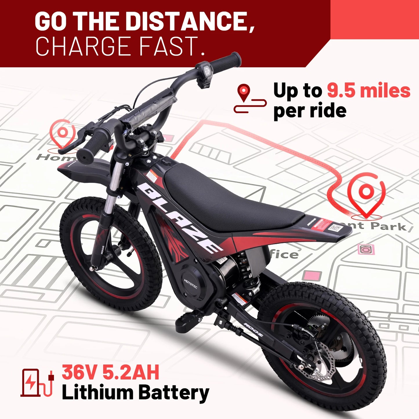 KOOZ HP01E 36V 350W Electric Dirt Bike Kids Two Speed