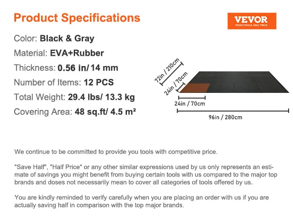SucceBuy Interlocking Gym Floor Mats EVA Foam Rubber