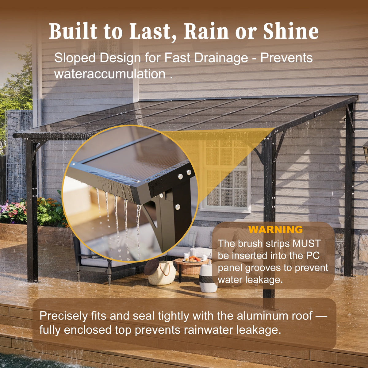 Hardtop Gazebo With Tinted Polycarbonate Roof For Outdoor Patios