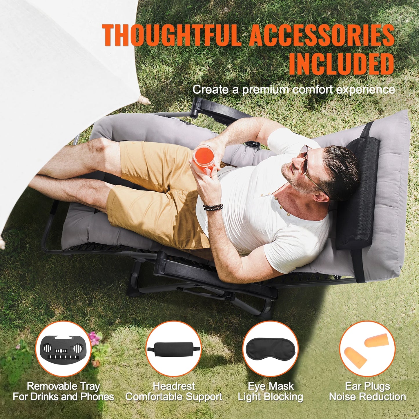 SucceBuy Zero Gravity Chair Outdoor Recliner With Cupholder
