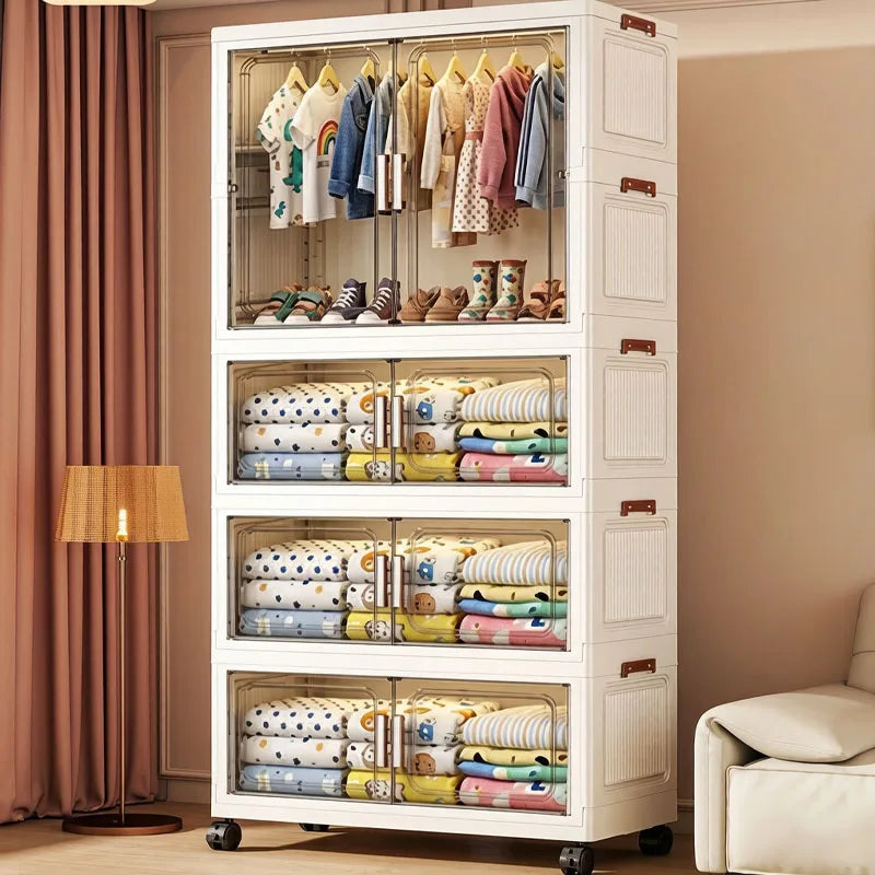 Dustproof Foldable Plastic Storage Wardrobe Cabinet Organizer