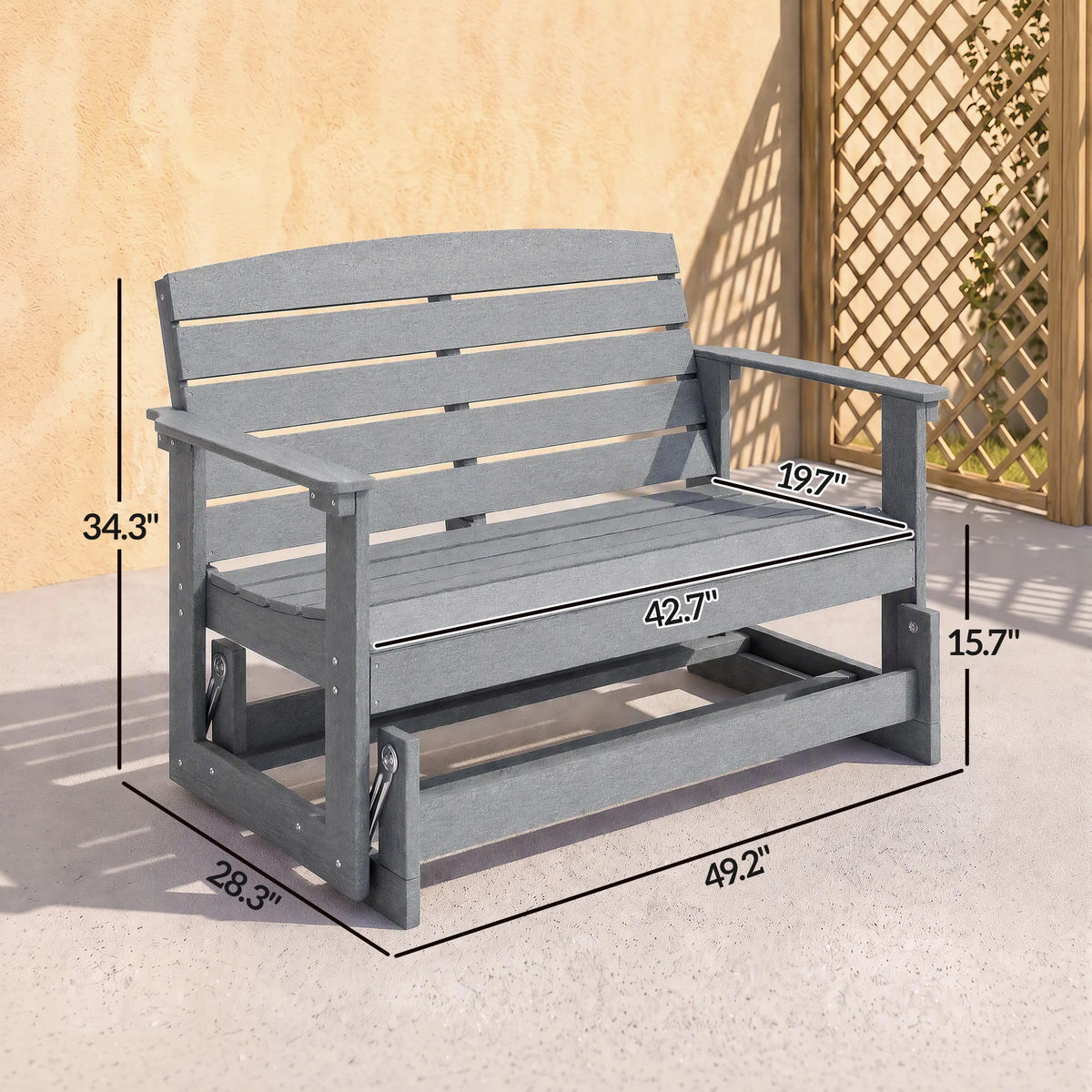 Patio Glider Bench W/ Hdpe Slatted Design Double Rocking Chair