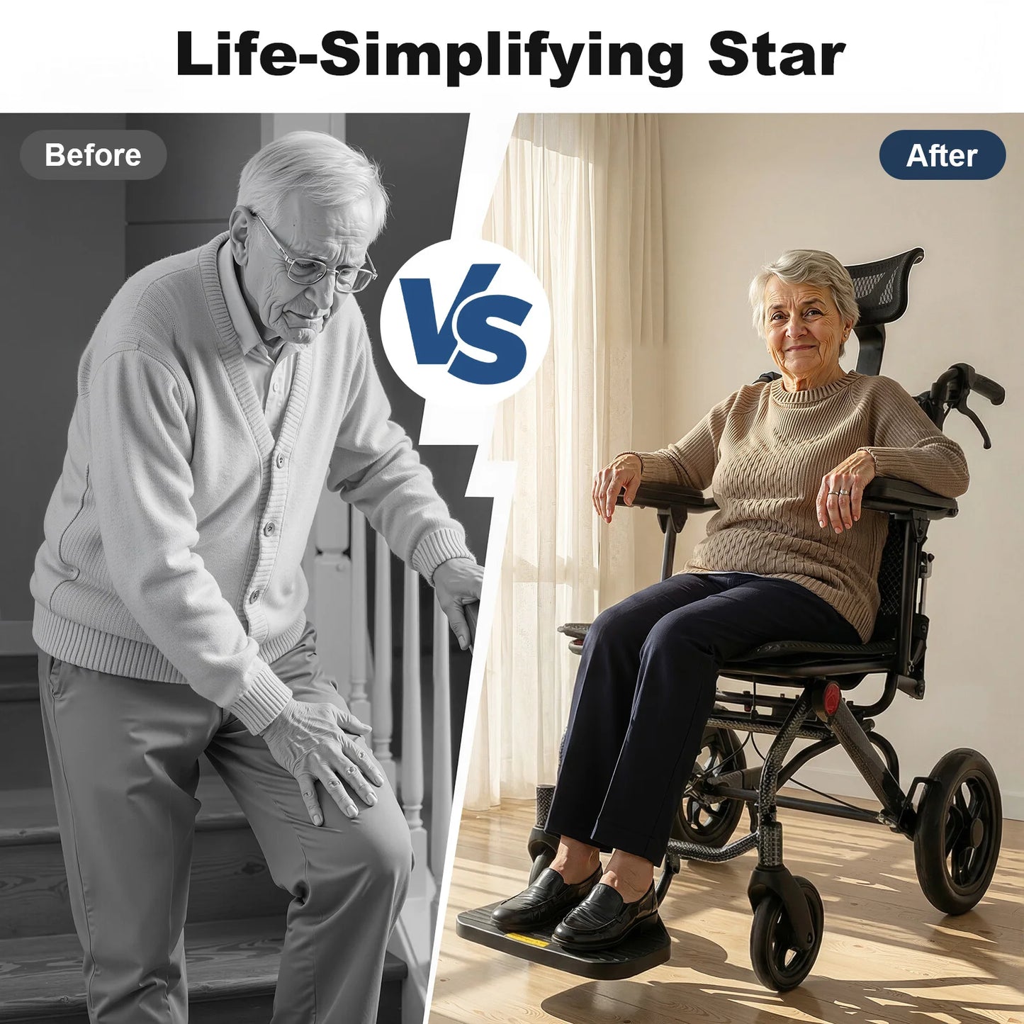 Foldable Reclining Wheelchair With 90 To 175 Degrees Adjustable Backrest