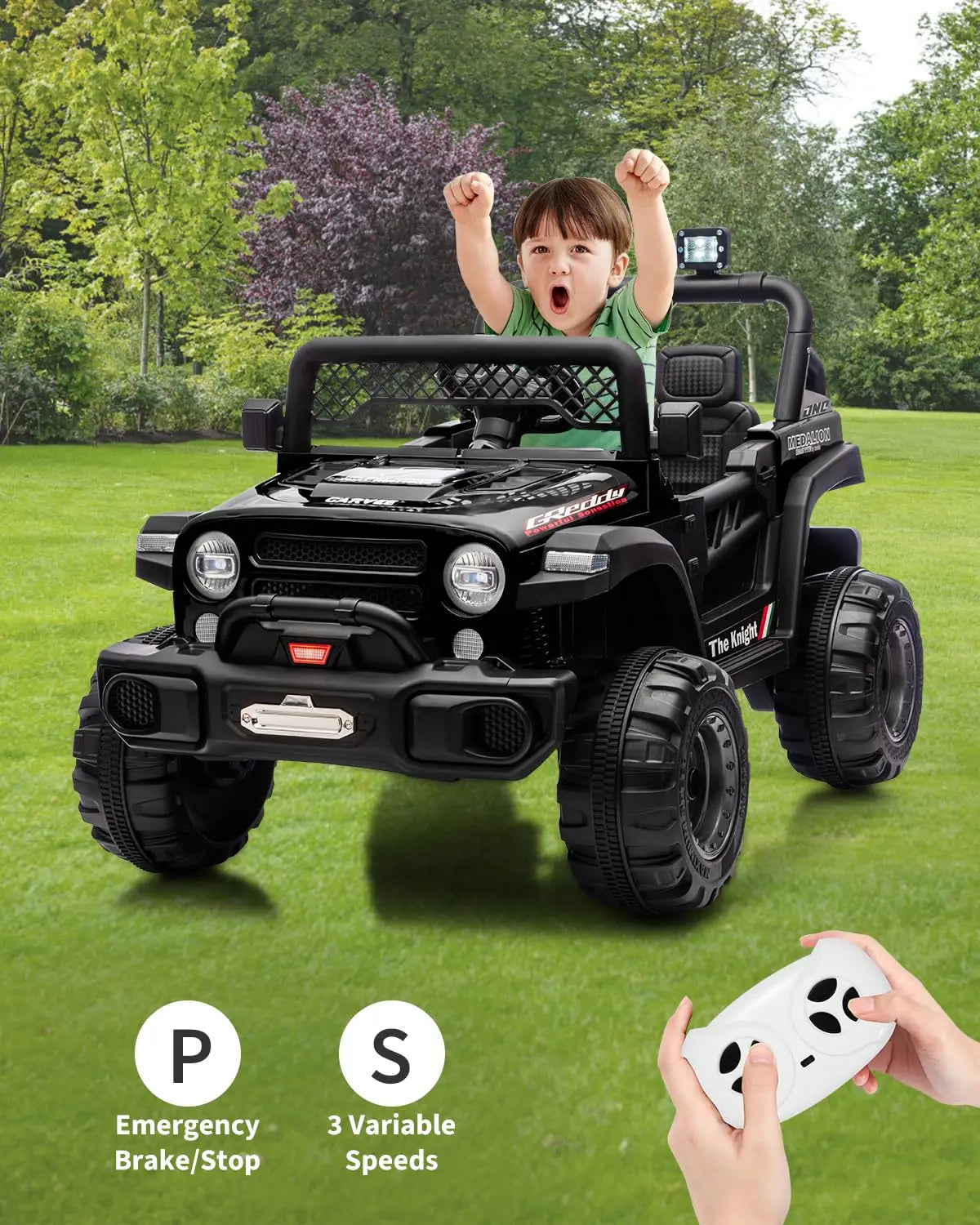 12V Kids Ride On Truck With Parent Remote, 2x550W Motors, 3 Speeds, Spring Suspension, Bluetooth Music, LED Lights Ages 2-8