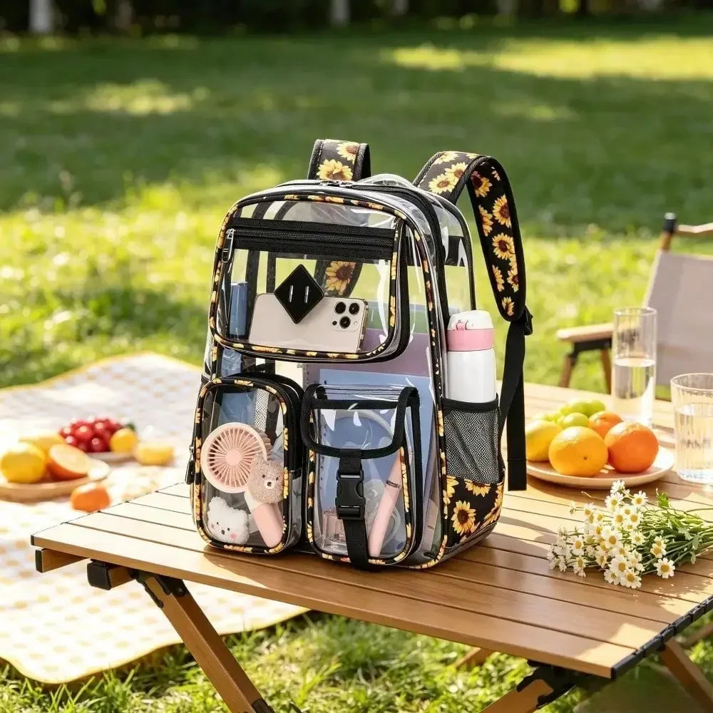 Transparent Nylon Backpack With Multi Pockets For Stadiums And Schools