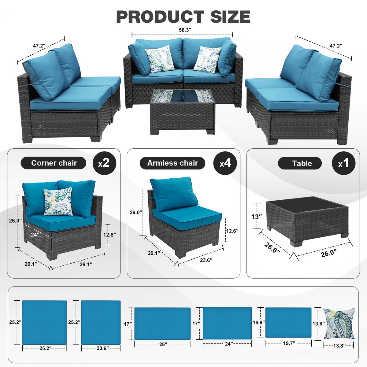 Outdoor Wicker Patio Conversation Furniture Set For Backyard