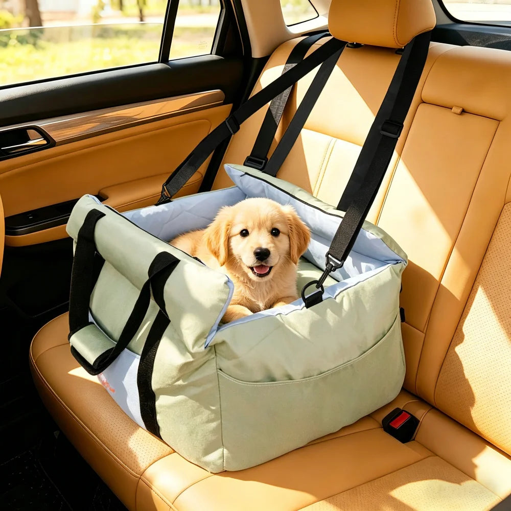 Borwart Portable Dog Car Seat Travel Bed With Safety Belt
