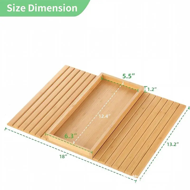 Bamboo Armrest Tray With Storage Box And Non Slip Base