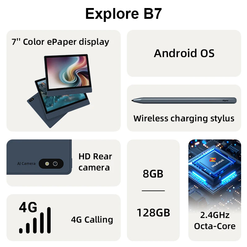 BIGME B7 E Ink Ereader With Android 14 And 4G Calling