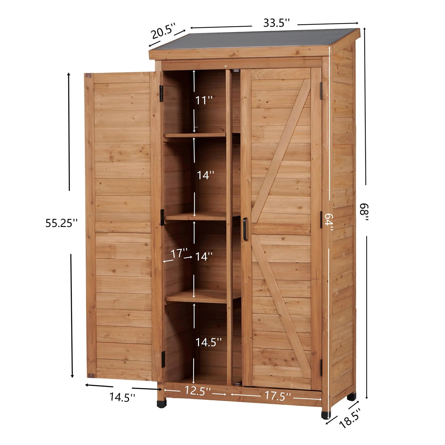 Weatherproof Fir Wood Storage Shed With Metal Roof For Gardening