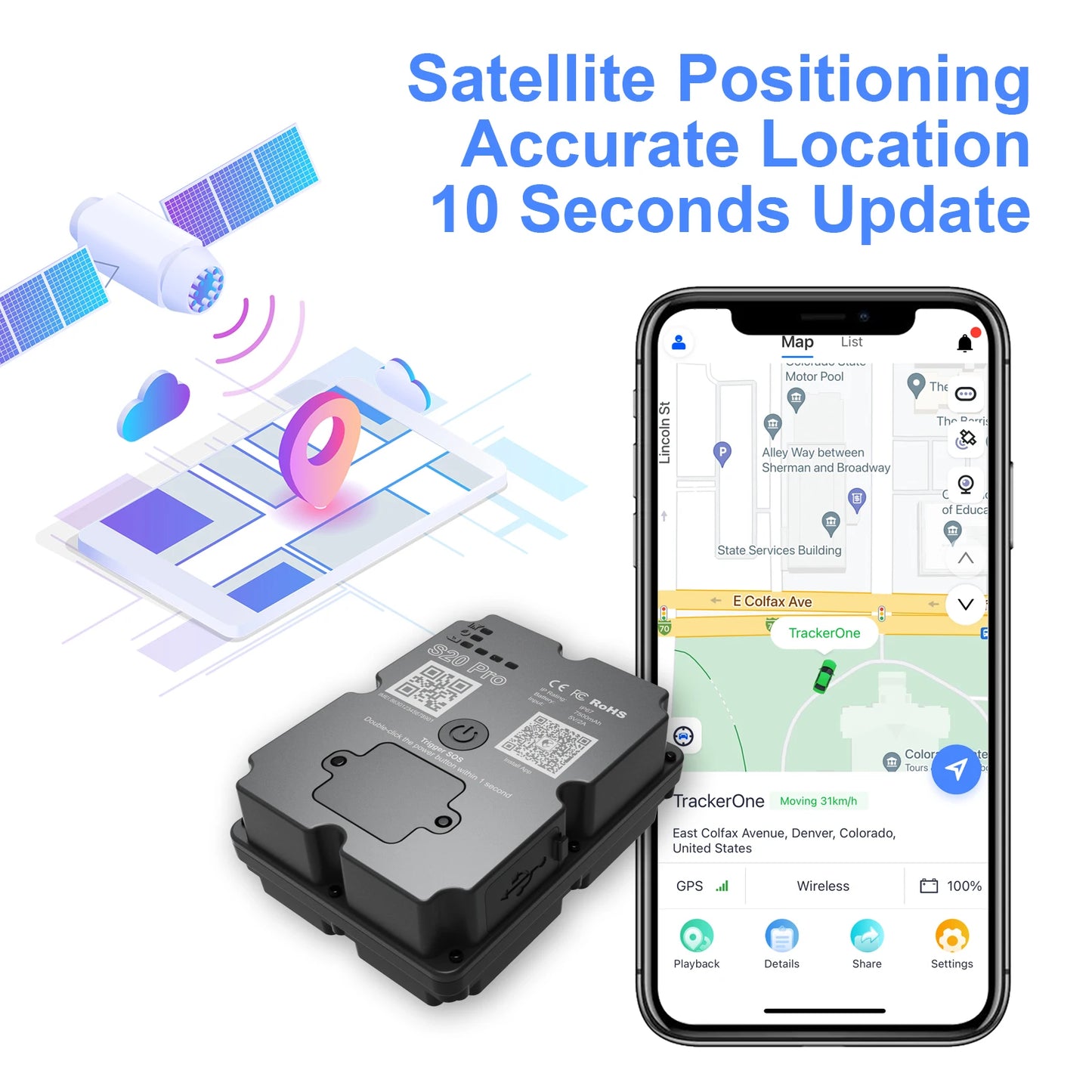 Wanwaytech 4G Anti-Theft GPS Tracker For Vehicle With App