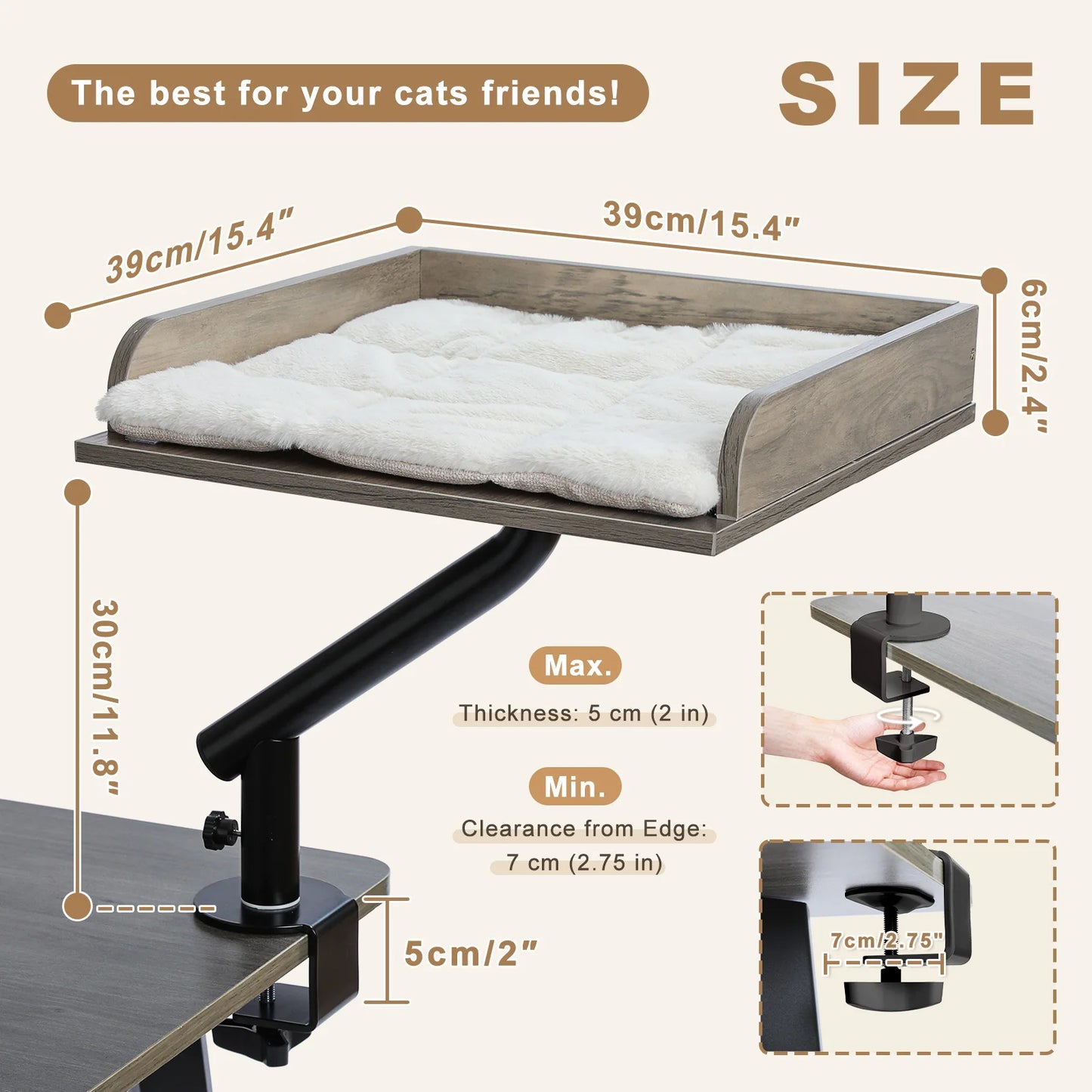 PAWZ Road Rotatable Cat Desk Bed With Adjustable Plush Hammock