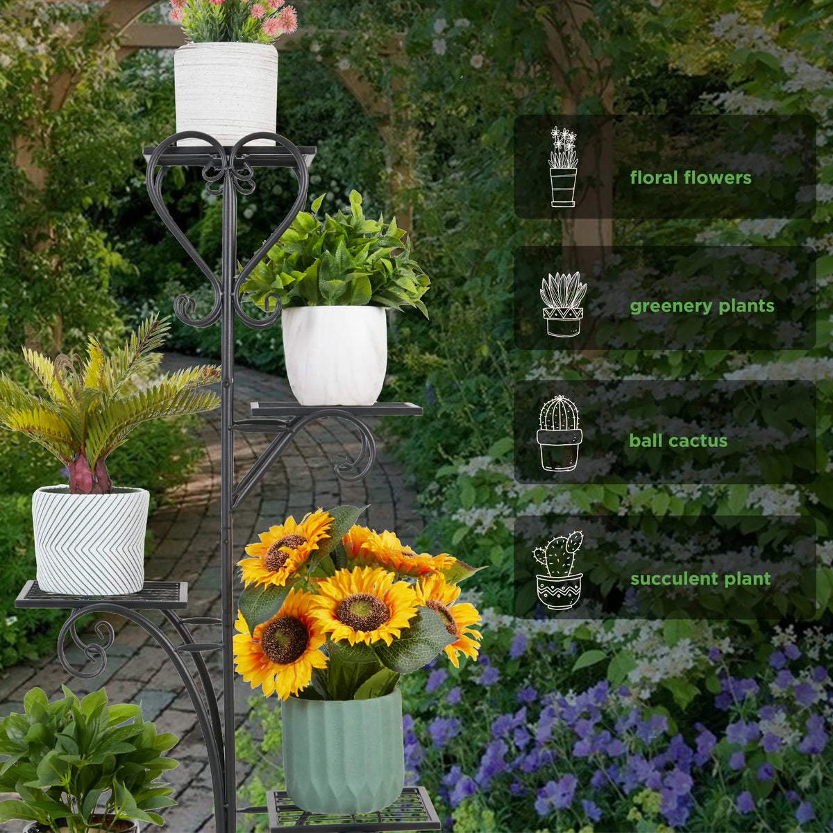 Wisfor Five Tier Metal Plant Stand Rack For Indoor Gardens