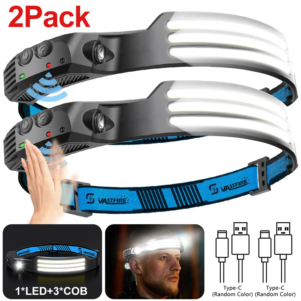 VASTFIRE USB Rechargeable COB LED Headlamp Induction Outdoor