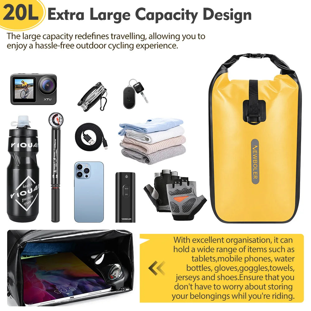 NEWBOLER Waterproof Front Fork Bag 10L-20L Quick Release Bicycle Bag