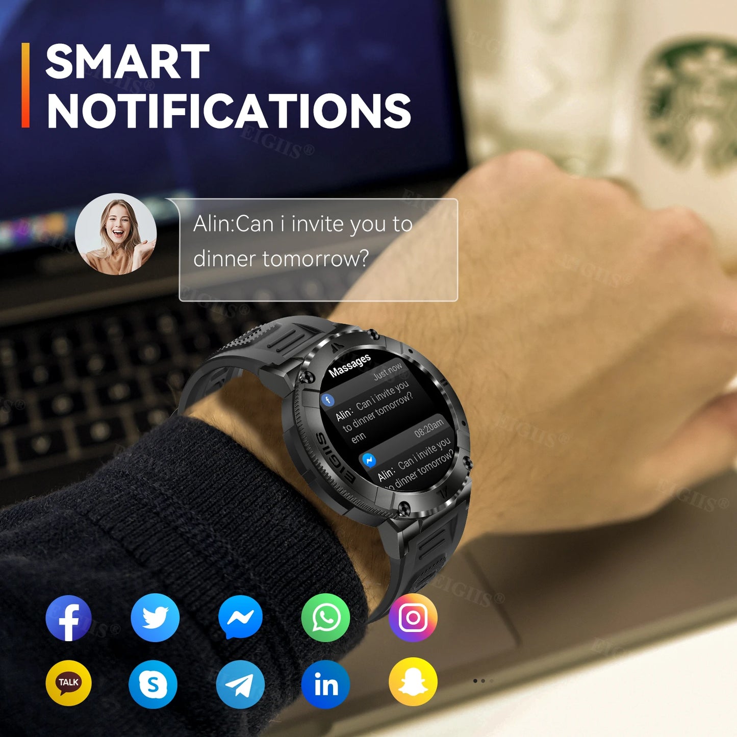 LaNikar Smart Watch TFT Display Bluetooth Blood Pressure Health Monitor